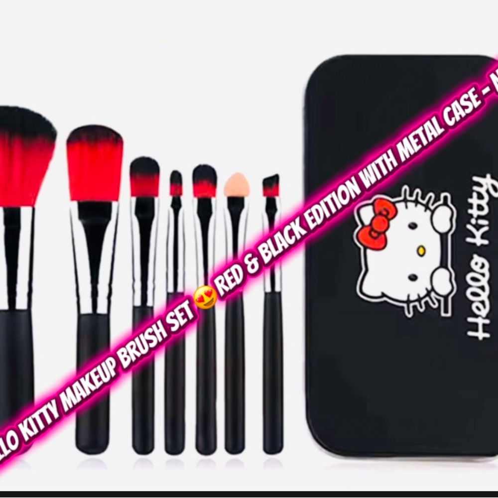 Hello Kitty Red and Black Makeup Brush Set